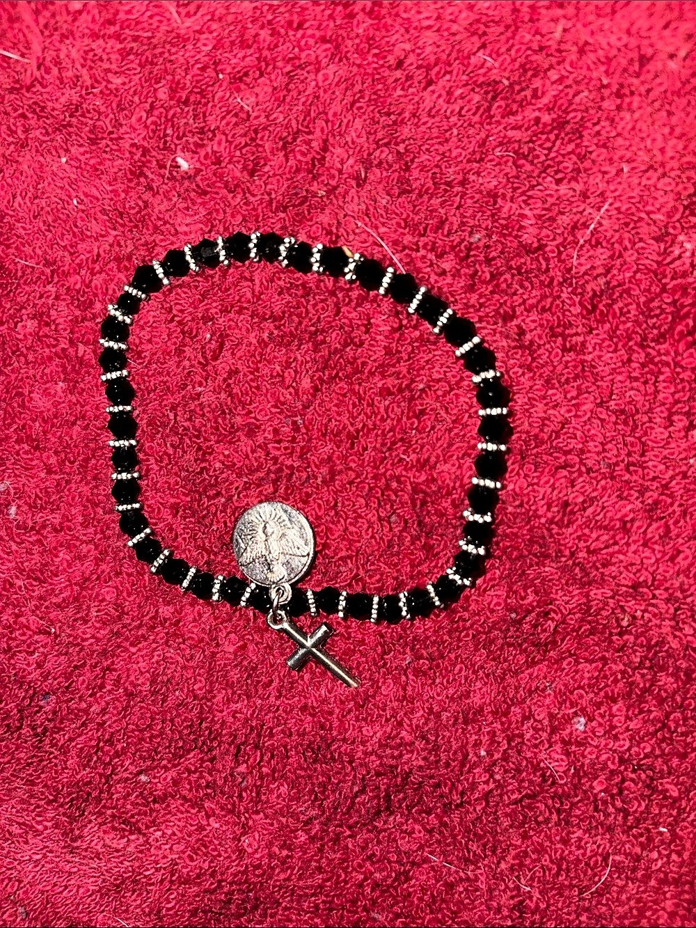 Black Beaded Charm Bracelet Like New